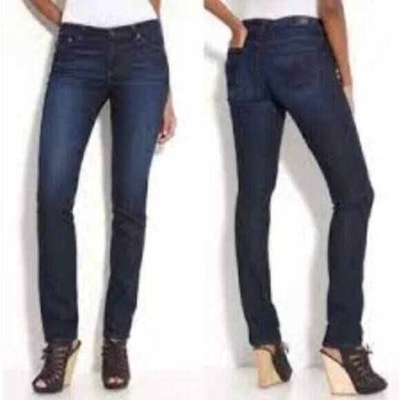 AG Adriano Goldschmied Jeans Stilt Cigarette Leg Jeans Size 27 R Dark Wash - Picture 1 of 6